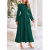 imagePRETTYGARDEN Womens Fall Elegant Long Sleeve Maxi Dress Swiss Dot A Line Flowy Casual Holiday Party Going Out DressesDark Green