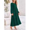 imagePRETTYGARDEN Womens Fall Elegant Long Sleeve Maxi Dress Swiss Dot A Line Flowy Casual Holiday Party Going Out DressesDark Green