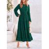 imagePRETTYGARDEN Womens Fall Elegant Long Sleeve Maxi Dress Swiss Dot A Line Flowy Casual Holiday Party Going Out DressesDark Green
