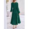 imagePRETTYGARDEN Womens Fall Elegant Long Sleeve Maxi Dress Swiss Dot A Line Flowy Casual Holiday Party Going Out DressesDark Green