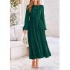 imagePRETTYGARDEN Womens Fall Elegant Long Sleeve Maxi Dress Swiss Dot A Line Flowy Casual Holiday Party Going Out DressesDark Green