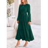 imagePRETTYGARDEN Womens Fall Elegant Long Sleeve Maxi Dress Swiss Dot A Line Flowy Casual Holiday Party Going Out DressesDark Green