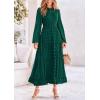 imagePRETTYGARDEN Womens Fall Elegant Long Sleeve Maxi Dress Swiss Dot A Line Flowy Casual Holiday Party Going Out DressesDark Green
