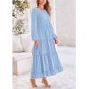 imagePRETTYGARDEN Womens Fall Elegant Long Sleeve Maxi Dress Swiss Dot A Line Flowy Casual Holiday Party Going Out DressesLight Blue