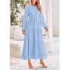imagePRETTYGARDEN Womens Fall Elegant Long Sleeve Maxi Dress Swiss Dot A Line Flowy Casual Holiday Party Going Out DressesLight Blue