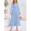imagePRETTYGARDEN Womens Fall Elegant Long Sleeve Maxi Dress Swiss Dot A Line Flowy Casual Holiday Party Going Out DressesLight Blue