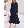 imagePRETTYGARDEN Womens Fall Elegant Long Sleeve Maxi Dress Swiss Dot A Line Flowy Casual Holiday Party Going Out DressesNavy