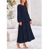 imagePRETTYGARDEN Womens Fall Elegant Long Sleeve Maxi Dress Swiss Dot A Line Flowy Casual Holiday Party Going Out DressesNavy
