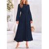 imagePRETTYGARDEN Womens Fall Elegant Long Sleeve Maxi Dress Swiss Dot A Line Flowy Casual Holiday Party Going Out DressesNavy
