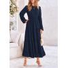 imagePRETTYGARDEN Womens Fall Elegant Long Sleeve Maxi Dress Swiss Dot A Line Flowy Casual Holiday Party Going Out DressesNavy
