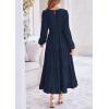 imagePRETTYGARDEN Womens Fall Elegant Long Sleeve Maxi Dress Swiss Dot A Line Flowy Casual Holiday Party Going Out DressesNavy