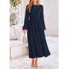 imagePRETTYGARDEN Womens Fall Elegant Long Sleeve Maxi Dress Swiss Dot A Line Flowy Casual Holiday Party Going Out DressesNavy