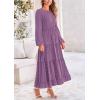 imagePRETTYGARDEN Womens Fall Elegant Long Sleeve Maxi Dress Swiss Dot A Line Flowy Casual Holiday Party Going Out DressesPurple
