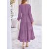 imagePRETTYGARDEN Womens Fall Elegant Long Sleeve Maxi Dress Swiss Dot A Line Flowy Casual Holiday Party Going Out DressesPurple