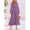 imagePRETTYGARDEN Womens Fall Elegant Long Sleeve Maxi Dress Swiss Dot A Line Flowy Casual Holiday Party Going Out DressesPurple