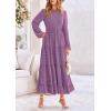 imagePRETTYGARDEN Womens Fall Elegant Long Sleeve Maxi Dress Swiss Dot A Line Flowy Casual Holiday Party Going Out DressesPurple