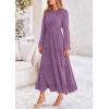 imagePRETTYGARDEN Womens Fall Elegant Long Sleeve Maxi Dress Swiss Dot A Line Flowy Casual Holiday Party Going Out DressesPurple