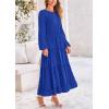 imagePRETTYGARDEN Womens Fall Elegant Long Sleeve Maxi Dress Swiss Dot A Line Flowy Casual Holiday Party Going Out DressesRoyal Blue