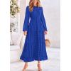 imagePRETTYGARDEN Womens Fall Elegant Long Sleeve Maxi Dress Swiss Dot A Line Flowy Casual Holiday Party Going Out DressesRoyal Blue