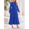 imagePRETTYGARDEN Womens Fall Elegant Long Sleeve Maxi Dress Swiss Dot A Line Flowy Casual Holiday Party Going Out DressesRoyal Blue