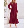 imagePRETTYGARDEN Womens Fall Elegant Long Sleeve Maxi Dress Swiss Dot A Line Flowy Casual Holiday Party Going Out DressesWine Red