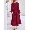 imagePRETTYGARDEN Womens Fall Elegant Long Sleeve Maxi Dress Swiss Dot A Line Flowy Casual Holiday Party Going Out DressesWine Red