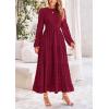 imagePRETTYGARDEN Womens Fall Elegant Long Sleeve Maxi Dress Swiss Dot A Line Flowy Casual Holiday Party Going Out DressesWine Red