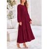 imagePRETTYGARDEN Womens Fall Elegant Long Sleeve Maxi Dress Swiss Dot A Line Flowy Casual Holiday Party Going Out DressesWine Red