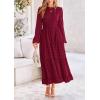 imagePRETTYGARDEN Womens Fall Elegant Long Sleeve Maxi Dress Swiss Dot A Line Flowy Casual Holiday Party Going Out DressesWine Red