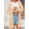 imagePRETTYGARDEN Womens Fall Loose Open Front Cardigan Long Sleeve Cable Knit Sweaters Lightweight Outwear with PocketsApricot