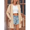 imagePRETTYGARDEN Womens Fall Loose Open Front Cardigan Long Sleeve Cable Knit Sweaters Lightweight Outwear with PocketsApricot