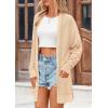 imagePRETTYGARDEN Womens Fall Loose Open Front Cardigan Long Sleeve Cable Knit Sweaters Lightweight Outwear with PocketsApricot