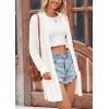 imagePRETTYGARDEN Womens Fall Loose Open Front Cardigan Long Sleeve Cable Knit Sweaters Lightweight Outwear with PocketsBeige White