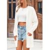 imagePRETTYGARDEN Womens Fall Loose Open Front Cardigan Long Sleeve Cable Knit Sweaters Lightweight Outwear with PocketsBeige White