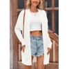 imagePRETTYGARDEN Womens Fall Loose Open Front Cardigan Long Sleeve Cable Knit Sweaters Lightweight Outwear with PocketsBeige White