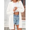 imagePRETTYGARDEN Womens Fall Loose Open Front Cardigan Long Sleeve Cable Knit Sweaters Lightweight Outwear with PocketsBeige White