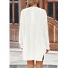 imagePRETTYGARDEN Womens Fall Loose Open Front Cardigan Long Sleeve Cable Knit Sweaters Lightweight Outwear with PocketsBeige White