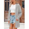 imagePRETTYGARDEN Womens Fall Loose Open Front Cardigan Long Sleeve Cable Knit Sweaters Lightweight Outwear with PocketsLight Grey