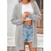 imagePRETTYGARDEN Womens Fall Loose Open Front Cardigan Long Sleeve Cable Knit Sweaters Lightweight Outwear with PocketsLight Grey