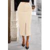 imagePRETTYGARDEN Womens Fall Midi Pencil Skirts Dressy Casual Work Office High Waisted Trendy Winter Corduroy Skirt with SlitBeige