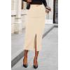 imagePRETTYGARDEN Womens Fall Midi Pencil Skirts Dressy Casual Work Office High Waisted Trendy Winter Corduroy Skirt with SlitBeige