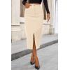 imagePRETTYGARDEN Womens Fall Midi Pencil Skirts Dressy Casual Work Office High Waisted Trendy Winter Corduroy Skirt with SlitBeige