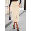 imagePRETTYGARDEN Womens Fall Midi Pencil Skirts Dressy Casual Work Office High Waisted Trendy Winter Corduroy Skirt with SlitBeige