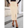 imagePRETTYGARDEN Womens Fall Midi Pencil Skirts Dressy Casual Work Office High Waisted Trendy Winter Corduroy Skirt with SlitBeige