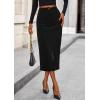 imagePRETTYGARDEN Womens Fall Midi Pencil Skirts Dressy Casual Work Office High Waisted Trendy Winter Corduroy Skirt with SlitBlack