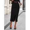 imagePRETTYGARDEN Womens Fall Midi Pencil Skirts Dressy Casual Work Office High Waisted Trendy Winter Corduroy Skirt with SlitBlack
