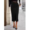 imagePRETTYGARDEN Womens Fall Midi Pencil Skirts Dressy Casual Work Office High Waisted Trendy Winter Corduroy Skirt with SlitBlack