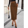 imagePRETTYGARDEN Womens Fall Midi Pencil Skirts Dressy Casual Work Office High Waisted Trendy Winter Corduroy Skirt with SlitBrown