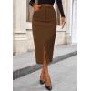 imagePRETTYGARDEN Womens Fall Midi Pencil Skirts Dressy Casual Work Office High Waisted Trendy Winter Corduroy Skirt with SlitBrown