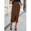 imagePRETTYGARDEN Womens Fall Midi Pencil Skirts Dressy Casual Work Office High Waisted Trendy Winter Corduroy Skirt with SlitBrown